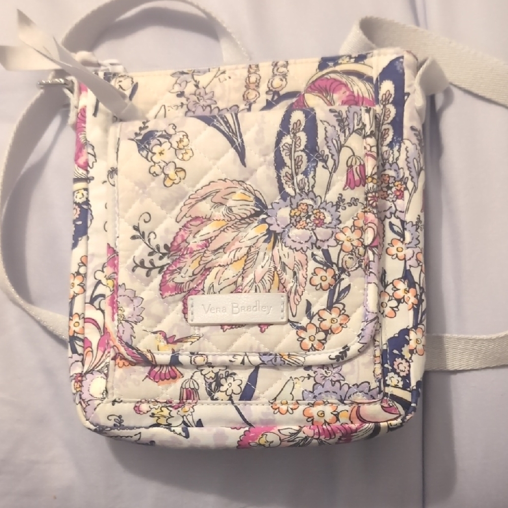 Vera Bradley Floral Crossbody Bag - White, Pink, and Blue